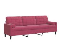 vidaXL Divano a 3 Posti con Cuscini Rosso Vino 210 cm in Velluto, Divano, sofà, Divano Imbottito, divanetto, Poltrona, Divano Lounge