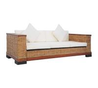 vidaXL Divano a 2 Posti con Cuscini Marrone in Rattan Naturale