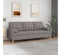 vidaXL Divano a 3 Posti con Cuscini Tortora 180 cm in Tessuto