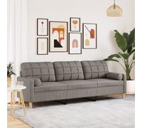 vidaXL Divano a 3 Posti con Cuscini Tortora 210 cm in Tessuto