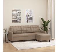 vidaXL Divano a 3 Posti con Poggiapiedi Cappuccino 180cm in Similpelle