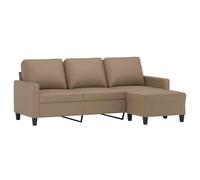 vidaXL Divano a 3 Posti con Poggiapiedi Cappuccino 180cm in Similpelle, Poltrona 3 posti con poggiapiedi, Divano, Divano Tre posti