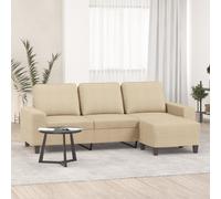 vidaXL Divano a 3 Posti con Poggiapiedi Crema 180 cm in Tessuto