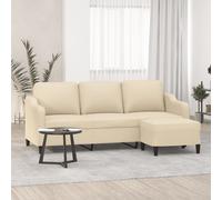 vidaXL Divano a 3 Posti con Poggiapiedi Crema 180 cm in Tessuto