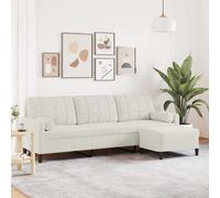 vidaXL Divano a 3 Posti con Poggiapiedi Crema 210cm in Velluto