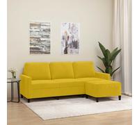 vidaXL Divano a 3 Posti con Poggiapiedi Giallo 180cm in Velluto, Poltrona 3 posti con poggiapiedi, Divano, Divano Tre posti, Divano con poggiapiedi
