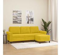 vidaXL Divano a 3 Posti con Poggiapiedi Giallo 180cm in Velluto