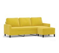 vidaXL Divano a 3 Posti con Poggiapiedi Giallo 180cm in Velluto, Poltrona 3 posti con poggiapiedi, Divano, Divano Tre posti, Divano con poggiapiedi