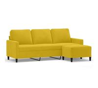 vidaXL Divano a 3 Posti con Poggiapiedi Giallo 180cm in Velluto, Poltrona 3 posti con poggiapiedi, Divano, Divano Tre posti, Divano con poggiapiedi