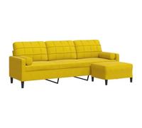 vidaXL Divano a 3 Posti con Poggiapiedi Giallo 210 cm in Velluto, Divano 3 posti con poggiapiedi, sofà, Poltrona, Divano, divanetto, Divano Lounge
