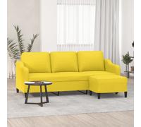 vidaXL Divano a 3 Posti con Poggiapiedi Giallo Chiaro 180cm in Tessuto