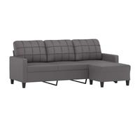 vidaXL Divano a 3 Posti con Poggiapiedi grigio 180 cm in Similpelle