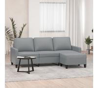 vidaXL Divano a 3 Posti con Poggiapiedi Grigio Chiaro 180cm in Tessuto