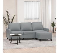 vidaXL Divano a 3 Posti con Poggiapiedi Grigio Chiaro 180cm in Tessuto