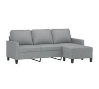 vidaXL Divano a 3 Posti con Poggiapiedi Grigio Chiaro 180cm in Tessuto