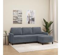 vidaXL Divano a 3 Posti con Poggiapiedi Grigio Scuro 180 cm in Velluto