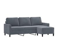 vidaXL Divano a 3 Posti con Poggiapiedi Grigio Scuro 180 cm in Velluto