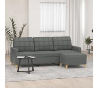 vidaXL Divano a 3 Posti con Poggiapiedi Grigio Scuro 180cm in Tessuto