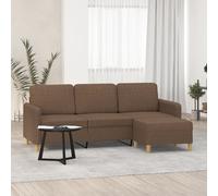 vidaXL Divano a 3 Posti con Poggiapiedi Marrone 180 cm in Tessuto, Poltrona 3 posti con poggiapiedi, Divano, Divano Tre posti, Divano con poggiapiedi