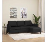 vidaXL Divano a 3 Posti con Poggiapiedi Nero 180 cm in Similpelle