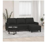 VIDAXL - Divano A 3 Posti Con Poggiapiedi Nero 180 Cm In Tessuto