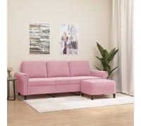 vidaXL Divano a 3 Posti con Poggiapiedi rosa 180 cm in Velluto