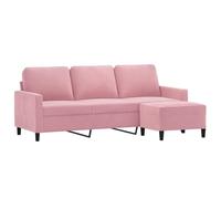 vidaXL Divano a 3 Posti con Poggiapiedi Rosa 180 cm in Velluto, Poltrona 3 posti con poggiapiedi, Divano, Divano Tre posti, Divano con poggiapiedi