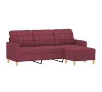 VIDAXL - Divano A 3 Posti Con Poggiapiedi Rosso Vino 180 Cm In Tessuto - SPEDIZIONE GRATUITA