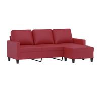 vidaXL Divano a 3 Posti con Poggiapiedi Rosso Vino 180cm in Similpelle, Poltrona 3 posti con poggiapiedi, Divano, Divano Tre posti