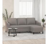 vidaXL Divano a 3 Posti con Poggiapiedi Tortora 180 cm in Tessuto