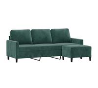 vidaXL Divano a 3 Posti con Poggiapiedi Verde scuro 180 cm in Velluto, poltrona 3 posti con poggiapiedi, divano, divano tre posti