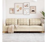 vidaXL Divano a 3 Posti Crema 210 cm in Tessuto, Divano, Divano Imbottito, Divano a Tre posti, divani, Divano da Salotto, Divano in Tessuto