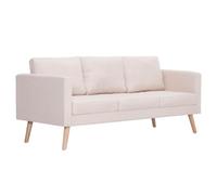 vidaXL Divano a 3 Posti Elegante Comodo Sofa Triplo per Casa per Ufficio Poltrona da Tre Persone Arredo per Salotto Arredamento in Tessuto Crema