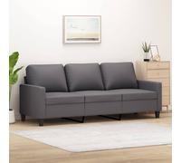 vidaXL Divano a 3 Posti Grigio 180 cm in Similpelle, divano, divano da salotto, seduta, divano imbottito, divano da soggiorno, divano in finta pelle