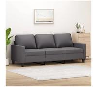 vidaXL Divano a 3 Posti Grigio 180 cm in Similpelle, divano, divano da salotto, seduta, divano imbottito, divano da soggiorno, divano in finta pelle