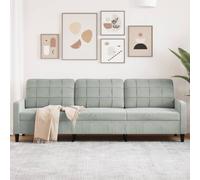 vidaXL Divano a 3 Posti Grigio Chiaro 210 cm in Velluto, Divano, Divano da Salotto, Divano in Velluto, Divano Imbottito, Divano a Tre posti, divanetto
