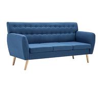 vidaXL Divano a 3 Posti Imbottito in Stoffa 172x70x82 cm Blu Canapé Dormeuse