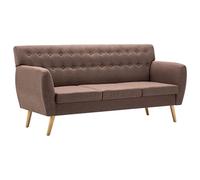 vidaXL Divano a 3 Posti Imbottito in Stoffa 172x70x82 cm Marrone Sofà Canapé