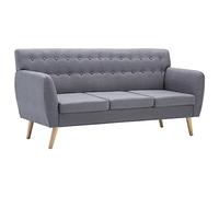 vidaXL Divano a 3 Posti Imbottito Stoffa 172x70x82cm Grigio Chiaro Sofà Canapé