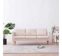 VidaXL Divano a 3 Posti in Tessuto Crema