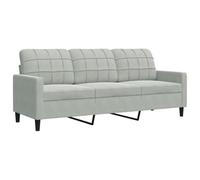 VidaXL Divano a 3 Posti in Velluto Grigio Chiaro 180 cm - Imbottito, da Salotto, Tre Posti