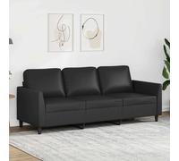 vidaXL Divano a 3 Posti Nero 180 cm in Similpelle