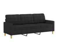 vidaXL Divano a 3 Posti Nero 180 cm in Tessuto