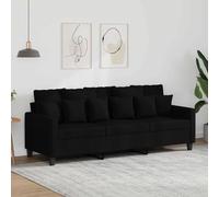 vidaXL Divano a 3 Posti Nero 180 cm in Tessuto