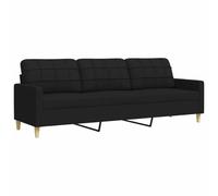 vidaXL Divano a 3 Posti Nero 210 cm in Tessuto, divano, divano imbottito, divano a tre posti, divani, divano da salotto, divano in tessuto