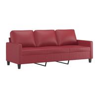 vidaXL Divano a 3 Posti Rosso Vino 180 cm in Similpelle