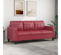 vidaXL Divano a 3 Posti Rosso Vino 180 cm in Similpelle
