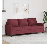 vidaXL Divano a 3 Posti Rosso Vino 180 cm in Tessuto
