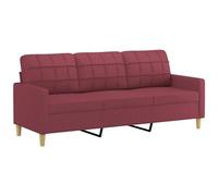 vidaXL Divano a 3 Posti Rosso Vino 180 cm in Tessuto