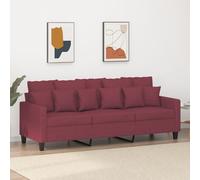 vidaXL Divano a 3 Posti Rosso Vino 180 cm in Tessuto